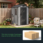 8x6 6x6 5x3 Plastic Garden Shed with Floor Window Lockable Door Wood Grain Grey