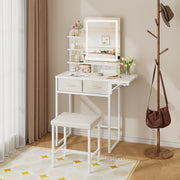 Dressing Table With Drawer LED Mirror Stool Set Makeup Desk Vanity Table Bedroom
