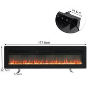 Electric Heater LED Fireplace Media Wall Fire Insert/ Wall Mount/ Stand 70-inch