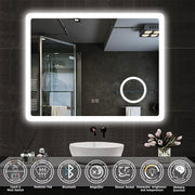 Illuminated Bathroom Mirror With LED light Bluetooth Shaver Socket Demister