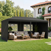 6m x 3m Garden Gazebo Marquee Canopy Party Tent Canopy Patio Dark Grey