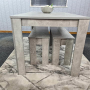 Grey kitchen Dining Table and 2 Benches setof 4 space saver dining room