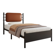 3FT Single Bed Frame !SALE! Metal Upholstered Headboard Brown Black Modern