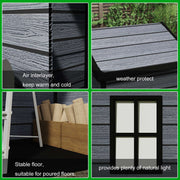 4X3FT Plastic Garden Shed Apex with Floor Window Lockable Door Wood Grain Grey
