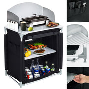 Outdoor Camping Kitchen Cupboard Cook Table Folding Storage Unit Shelf w Handbag