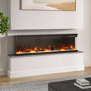 60 inch LED Fireplace Media Wall Fire Wall Mounted / Standing Electric Heater UK