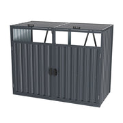 Double Wheelie Bin Storage Metal Store Cover Garden Rubbish Dustbin 2 Shed House