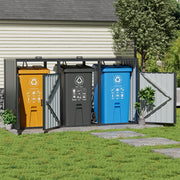 Triple Double Wheelie Bin Storage Wooden Store Cover Garden Rubbish Dustbin Shed