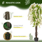 Artificial Plant White Wisteria Tree in Pot Plant for Decor, 160cm