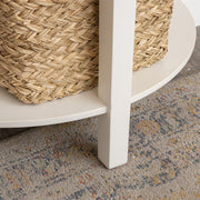 White Scalloped Half Moon Console Table with Shelf 78cm x 80cm
