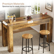 63'' Long Bar Table Modern Rectangular Counter Height Pub Table for Bistro,Bars
