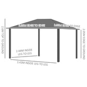 3.6 x 4m Aluminium Hardtop Gazebo Canopy with Polycarbonate Roof & Sidewalls