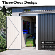 10x14FT Galvanized Metal Garden Shed Lockable Door Tool Storage shed, Anthracite
