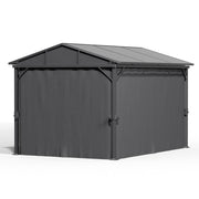 XL Hardtop Gazebo Garden Pavilion Metal Frame Polycarbonate Roof with Curtains