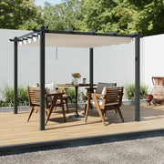 3 x 3 m Metal Pergola Gazebo Patio Sun Shelter Retractable Canopy Garden Shelter