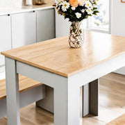 Dining Set Grey Table Benches Wooden Unit Kitchen Furniture Seats 4 Two Tone