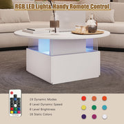 LED Coffee Table with 2 Drawers Cocktail Sofa Center Table for Living Room