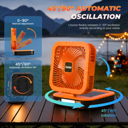 Kehot Camping Fan 90° Oscillating Foldable Solar USB-C LED Light Power Bank