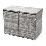 Double Wheelie Bin Store Poly Rattan Garden Outdoor Garbage Storage Shed Cover