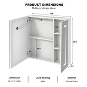 Bathroom Mirror Cabinet LED Wall Mounted 650x600mm with Demister Shaver Storage