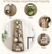 70'' Tall Corner Shelf, 5-Tier Modern Corner Bookshelf Bookcase for Living Room