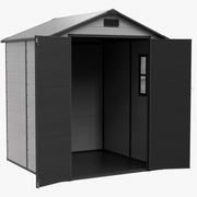 Plastic Garden Shed Apex Roof 6X8FT with Floor Panel Lockable Storage House Grey