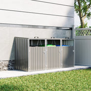 Triple Wheelie Bin Storage Metal Store Cover Garden Rubbish Dustbin 3 Sheds Grey