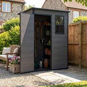 Grey Wood Grain Plastic Garden Shed 6x8 6x6 5x3 Outdoor Tool Bike Storage House