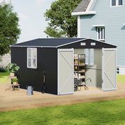 12 x 10ft Garden Shed Lockable Door Apex Roof Outdoor Tool Storage House Shed UK