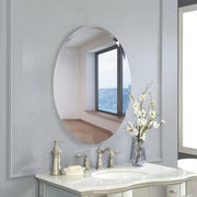 50x70cm Self Adhesive Wall Mounted Bathroom Mirror Plain Frameless Oval Mirrors