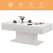 LED Coffee Table High Gloss Rectangle Center Table Modern Living Room Furniture