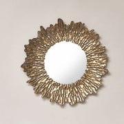 Large Antique Gold Round Sunburst Mirror - 74cm x 74cm wall mirror decorative