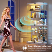 Glass Display Cabinet with Lock & RGB LED Lights — Figurine Showcase, Lockable