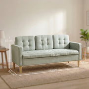 Modern 3 Seater Sofa with Hidden Storage and Rubber Wood Legs