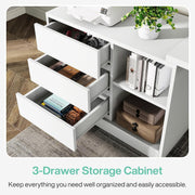 Modern L-Shaped Office Computer Desk Study Writing Table with Drawers & Shelves