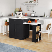 Kitchen Island Dining Table !SALE! Extendable 4-6 Seater Storage Cabinet Black