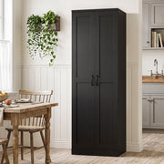 Tall Kitchen Larder Cupboard Storage Pantry Black Freestanding Utility Cabinet