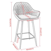 Set of 2 Bar Stools PU Leather Seat Bar Chair for Home Breakfast Kitchen Counter