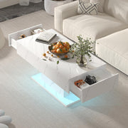 High Gloss LED Coffee Table Cocktail Center Table Modern Living Room Rectangle