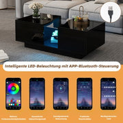 Led Coffee Table With 2 Drawer Storage, High Gloss Coffee Table For Living Room