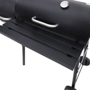 Large Charcoal Barrel BBQ Grill Garden Barbecue Patio Smoker Portable Wheels