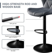 Faux Leather Bar Stools, Swivel with Backrest & Footrest, Set of 2