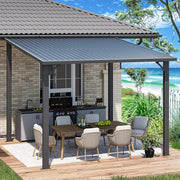 Aluminium Lean to Gazebo Outdoor Metal Harodtop Wall-Mounted Heavy Duty Pergolas