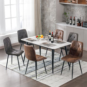 4X Dining Chairs Set Faux Suede Leather Padded Seat Metal Legs Kitchen Office