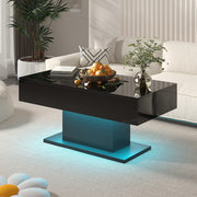 High Gloss LED Coffee Table Cocktail Center Table Modern Living Room Rectangle