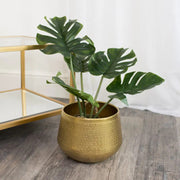 Medium Round Gold Patterned Planter pot houseplant home decor glamorous metallic