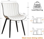 Set of 2 Faux Leather Dining Chairs High Back Padded Metal Leg Kitchen Chairs UK