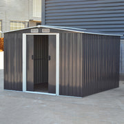 8x 8ft Shed Galvanized Metal Storage Garden Shed Tools Bicycle Store Anthracite