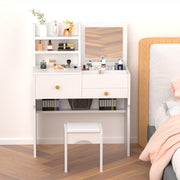 Dressing Table With Drawers Mirror Stool Set Makeup Desk Vanity Table Bedroom