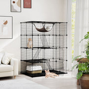 4-Tier Large Cat Cage 143cm Indoor Enclosure With Hammock